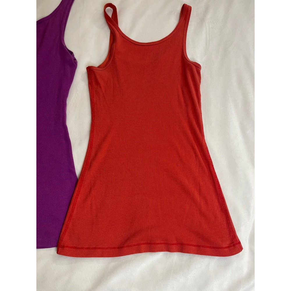Mossimo Supply Co Long & Lean Ribbed Tank Tops 2 Pack Purple Orange Red Large - Picture 9 of 9